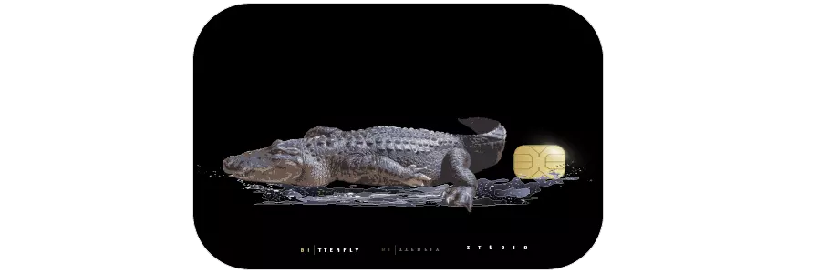 Image of an crocodile on a credit card, artwork